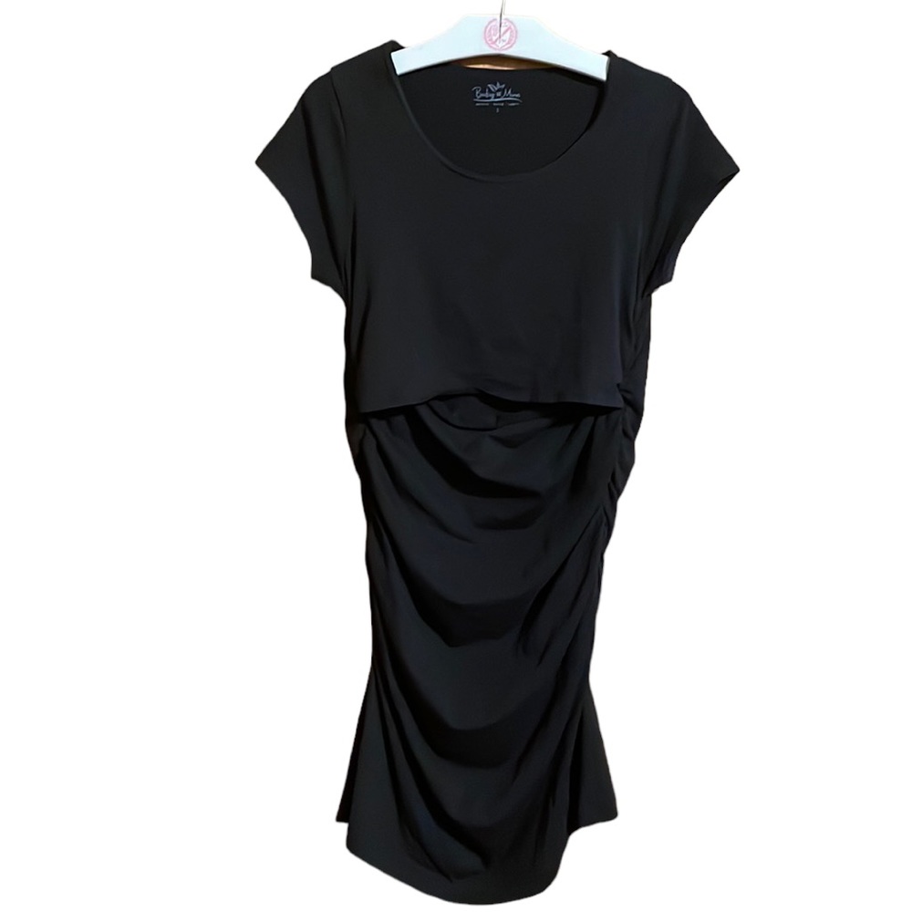 •BABY BE MINE•BLACK NURSING SHORT SLEEVE TOP/DRESS SIZE SMALL EUC